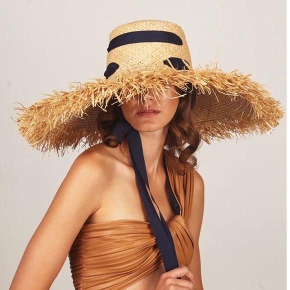 Lola Hats Alpargatas natural straw black trim sun hat - Picture 1 of 6